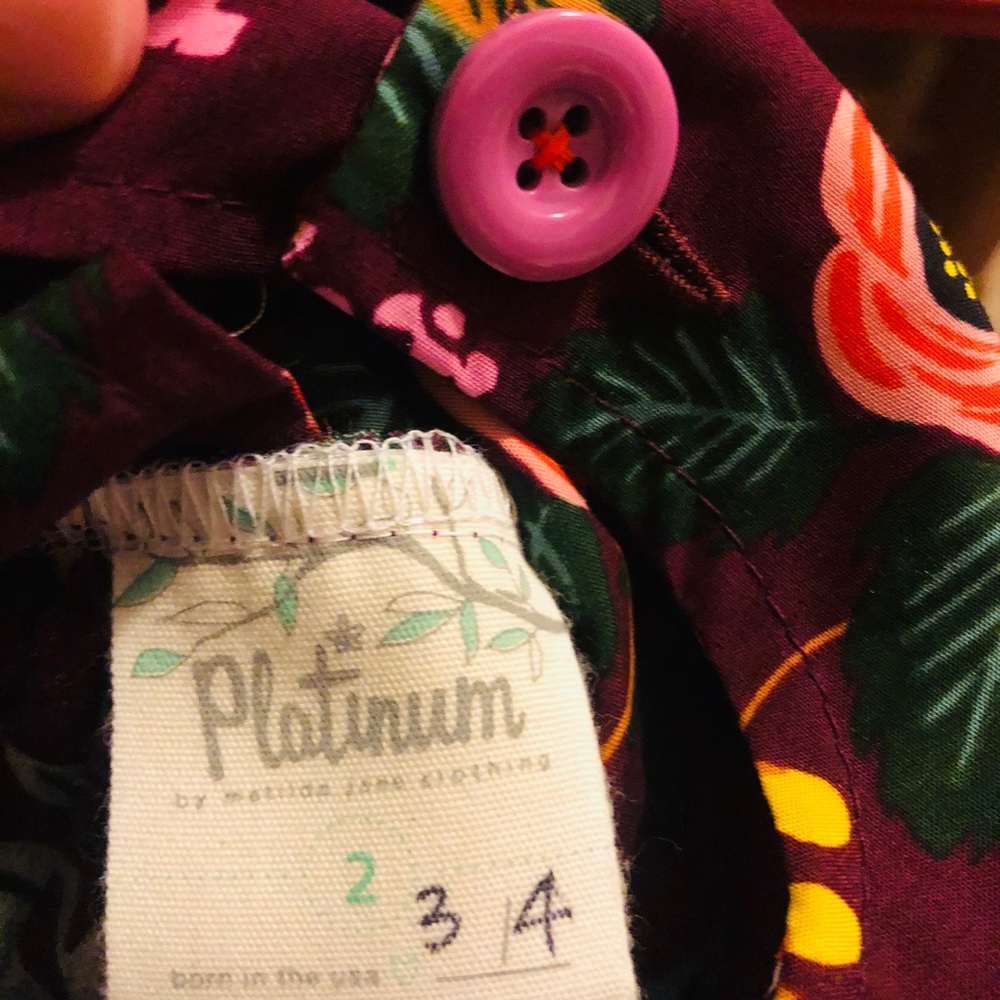 Matilda Jane Platinum: size: 2 Toddler. Wild Peony Mesla Flutter Top. Mulberry.